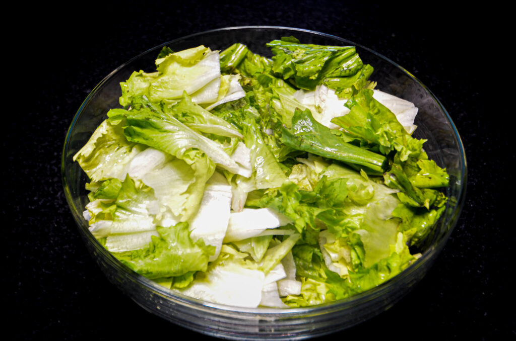Escarole cut into thirds